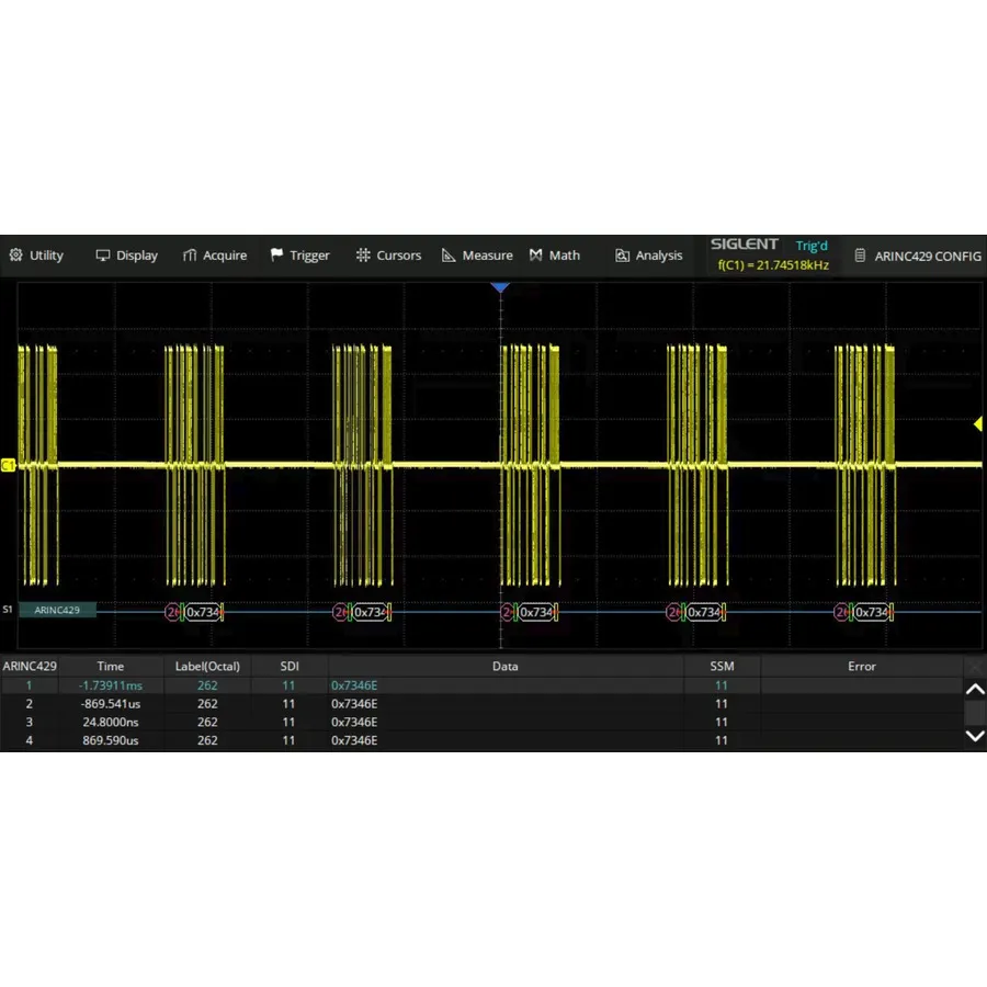 Siglent SDS5000HD-ARINC ARINC429 Trigger/Decode-Software