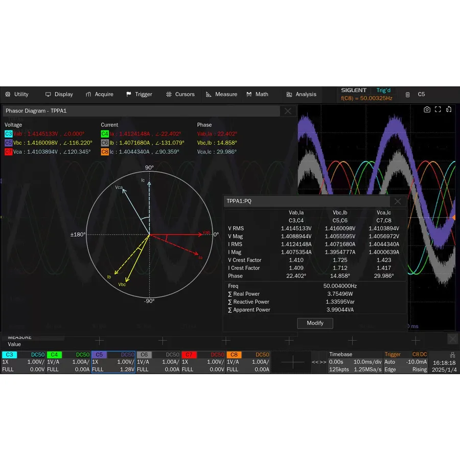 Siglent SDS5000HD-PA3 Dreiphasen-Leistungsanalyse-Software
