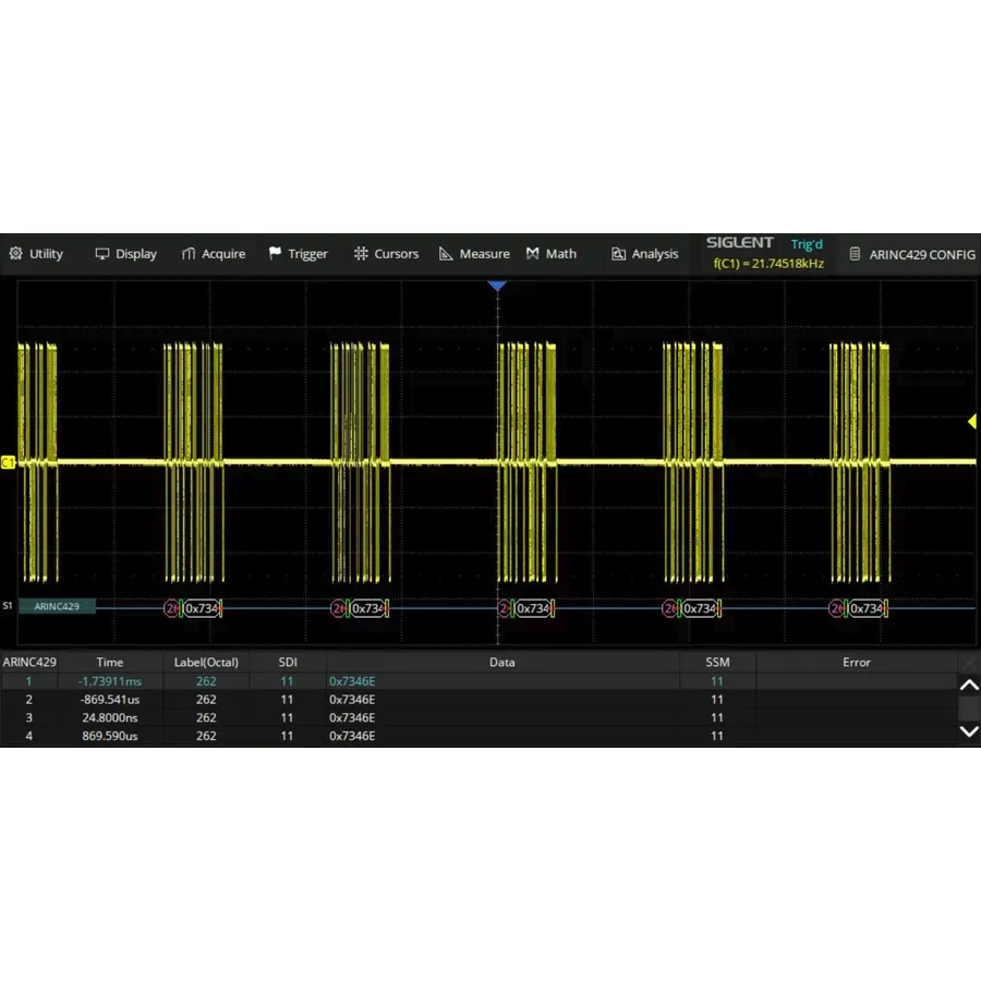 Siglent SDS5000L-ARINC ARINC 429 Dekodier-Software