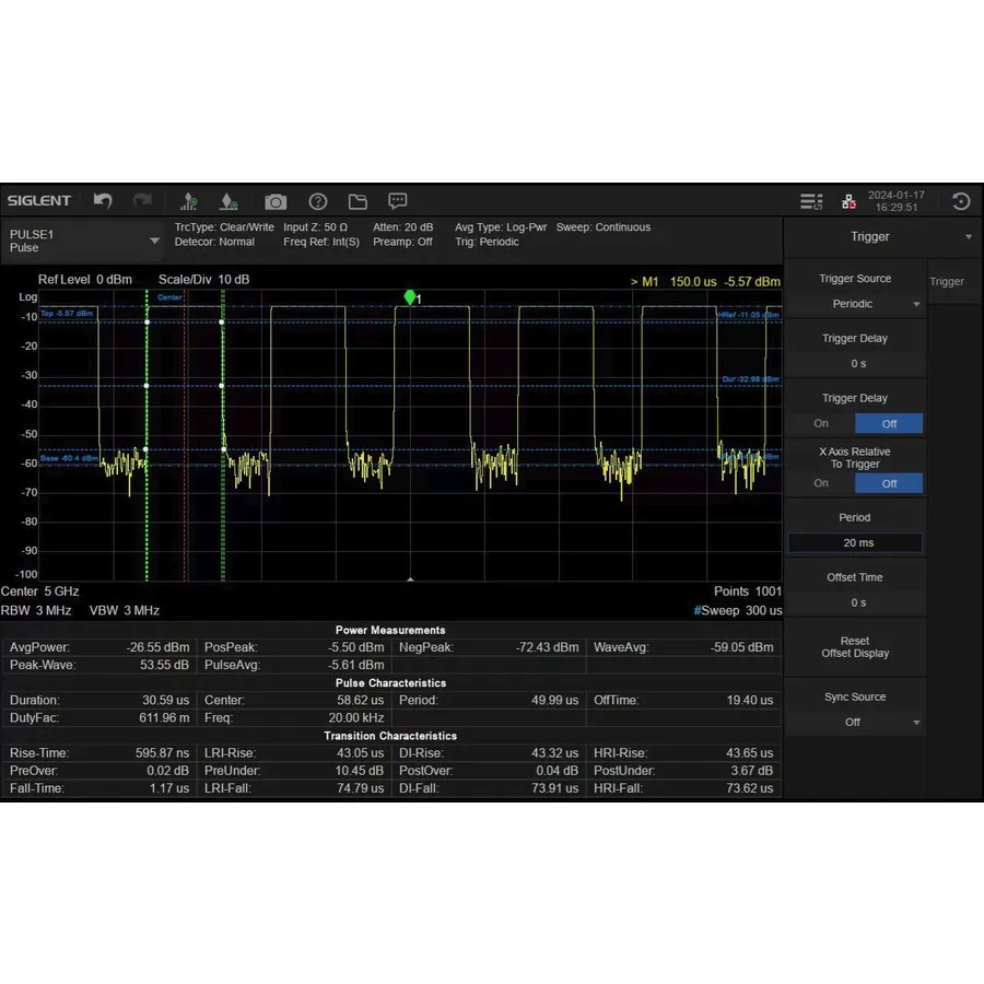 Siglent SSA5000-PU Pulssignalmess-Software